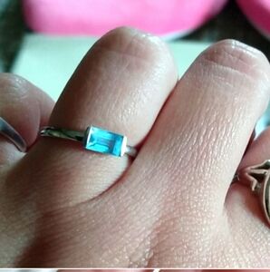 925 sterling silver baby blue rectangular stone